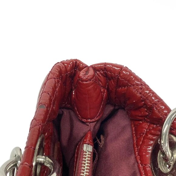 Auth DIOR/ChristianDior Lady Dior Red Patent Leather Tote Bag - Picture 14 of 16